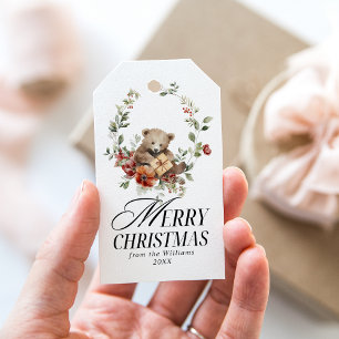 Floral Elegante Wasserfarbe Frohe Weihnachtswünsch Geschenkanhänger