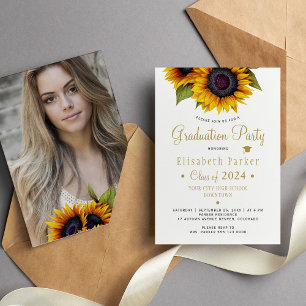 Floral elegantes FOTO chic Abschlussfeier Einladun Einladung