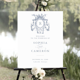 Floral Elegantes französisches Rose Wappen Begrüßu Poster