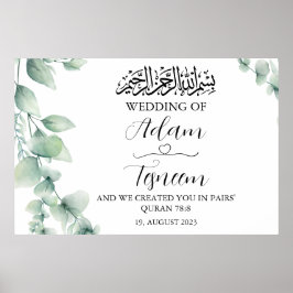 Floral Elegantes islamisches Hochzeitsposter Poster