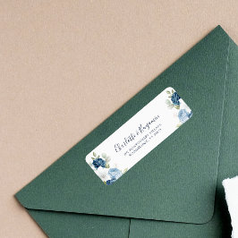 Floral Elegantes Script Dusty Blue Rücksendeadress
