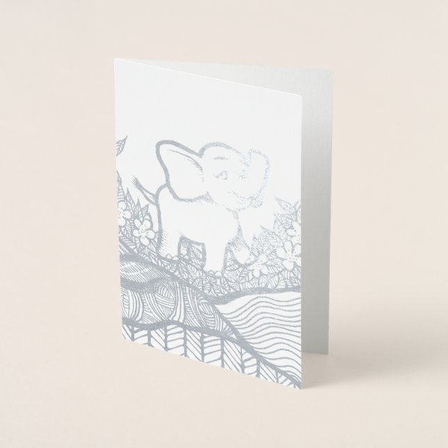 Floral Elephant Art Folienkarte (Vorderseite)