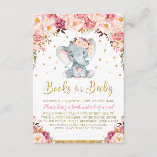 Floral Elephant Baby Dusche bringen ein Book Card  Begleitkarte