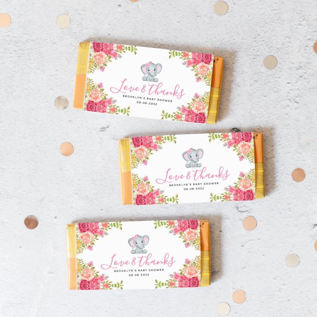 Floral Elephant Baby Shower Bar Wrapper (Von Creator hochgeladen)