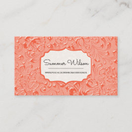 Floral Embossed Reddish Color Business Card Visitenkarte