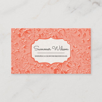 Floral Embossed Reddish Color Business Card Visitenkarte