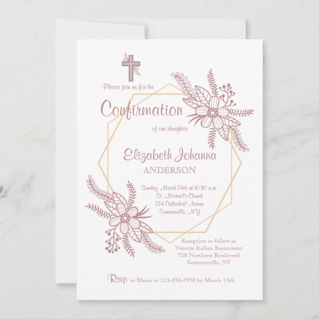 Floral Embrace Religiöse Einladung (Vorderseite)