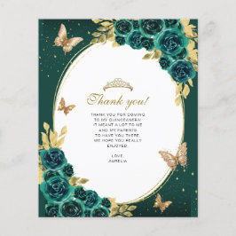 Floral Emerald Gold Butterfly Quinceañera Foto