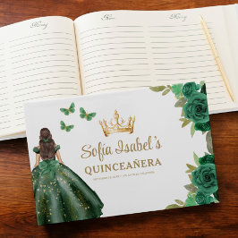 Floral Emerald Green Dress Birthday Quinceanera Gästebuch