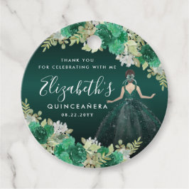 Floral Emerald Green Geburtstag Dank Quinceanera Geschenkanhänger