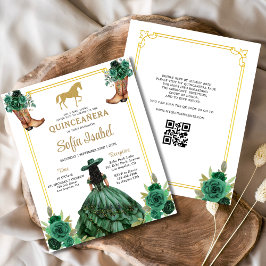 Floral Emerald Green Gold Boots Horse Quinceanera Flyer