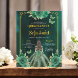 Floral Emerald Green Gold Butterfly Quinceanera Flyer<br><div class="desc">Feiern Sie einen magischen Meilenstein mit einer atemberaubenden Floral Emerald Green und Gold Butterfly Quinceñera Einladung. Dieses elegante Design mit lebhaften smaragdgrünen Tönen und zarten goldenen Akzenten ist mit schönen Blumenmustern und skurrilen Schmetterlingen geschmückt, die Wachstum und Transformation symbolisieren. Die Einladung verbindet klassische Eleganz mit modernem Flair und eignet sich...</div>