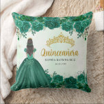 Floral Emerald Green Princess Tiara Quinceanera  Kissen<br><div class="desc">Floral Emerald Green Princess Gown Dress Glitter Sparkle Tiara Crown Butterfly 15th Birthday Quinceanera Favor Sticker</div>