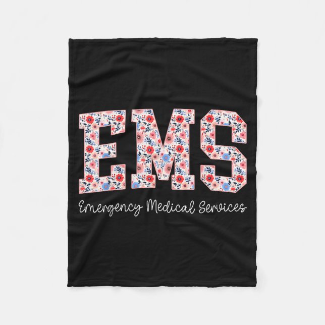 Floral Ems Emergency Medical Services Emt Wildflow Fleecedecke (Vorderseite)