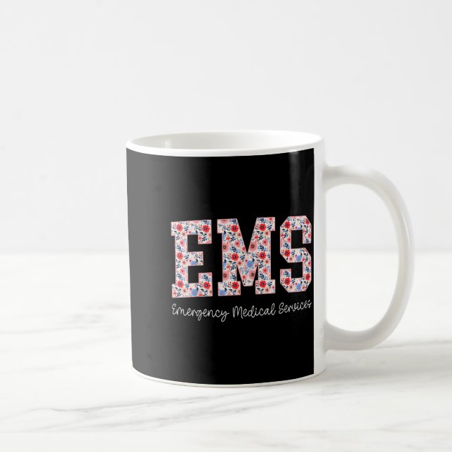 Floral Ems Emergency Medical Services Emt Wildflow Kaffeetasse (Rechts)