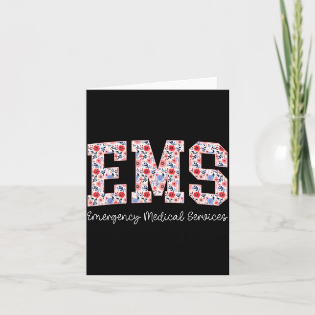 Floral Ems Emergency Medical Services Emt Wildflow Karte (Vorderseite)