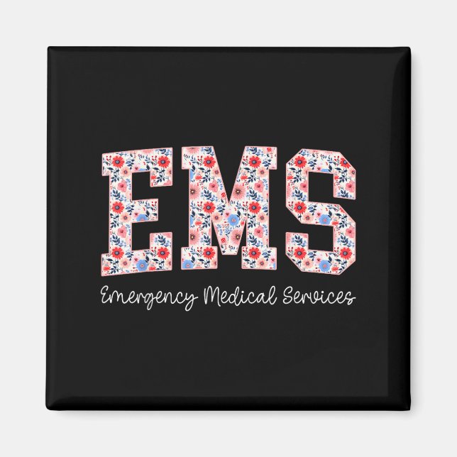 Floral Ems Emergency Medical Services Emt Wildflow Magnet (Vorne)