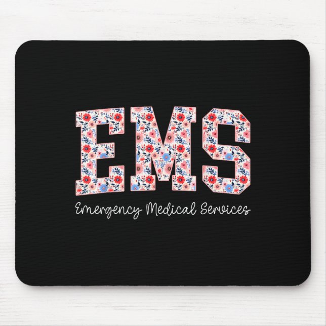 Floral Ems Emergency Medical Services Emt Wildflow Mousepad (Vorne)