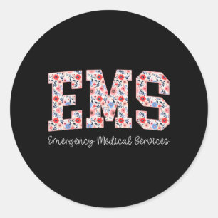 Floral Ems Notfallrettungsdienst Emt Runder Aufkleber