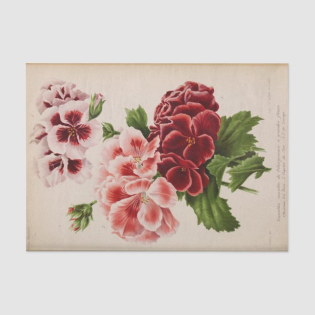 Floral Ephemera Decoupage Pink Burgundy Seidenpapier (Vorderseite)
