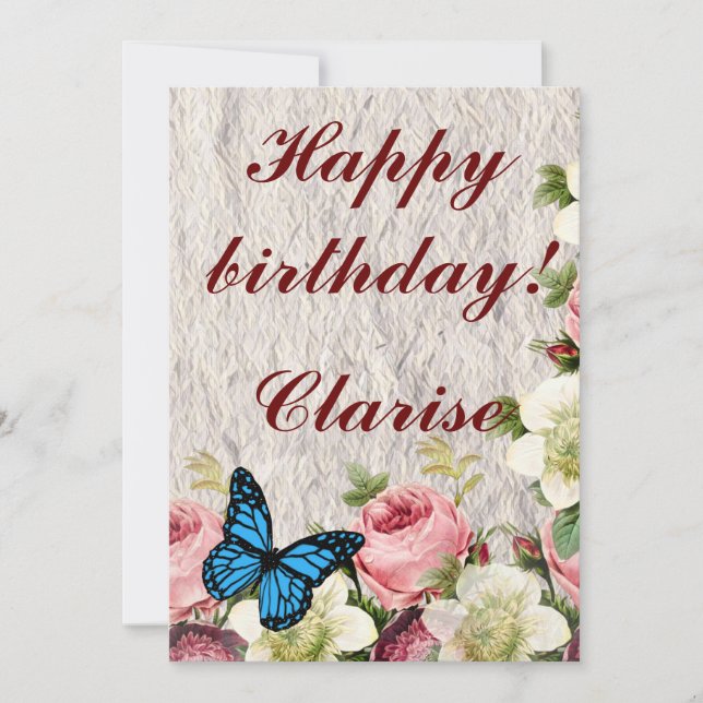 Floral Ephemera vibrant color paper art Dankeskarte (Vorderseite)