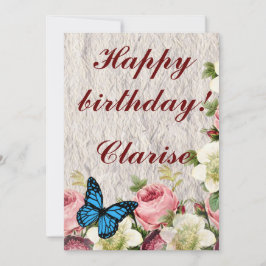 Floral Ephemera vibrant color paper art Dankeskarte