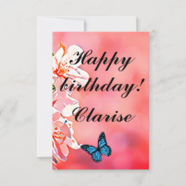 Floral Ephemera vibrant color pink art Dankeskarte