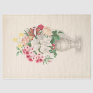 Floral Ephemere Decoupage Pink White Vase Seidenpapier