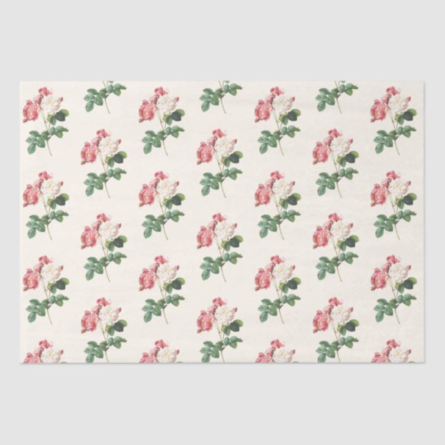 Floral Ephemere Decoupage Rosa Creme Muster Seidenpapier (Vorderseite)