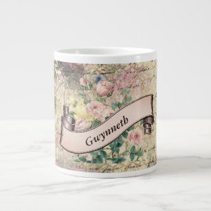Floral Ephemere mit Beehive Muster und Name Jumbo-Tasse
