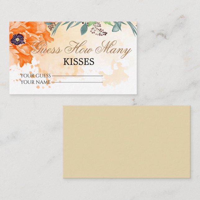 Floral erraten, wie viele Küsse Bridgame enclosur Begleitkarte (Vorne/Hinten)