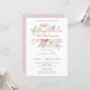Floral Erste Heilige Kommune für Mädchen Einladung