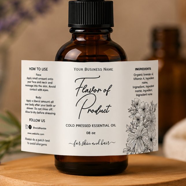 Floral Essenzielles Öl Flaschenetikett (Von Creator hochgeladen)