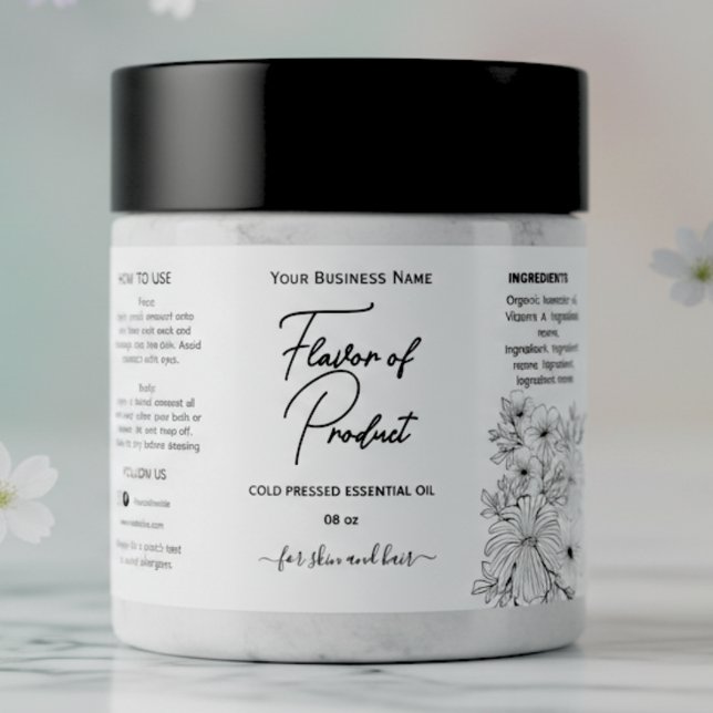 Floral Essenzielles Öl Flaschenetikett (Von Creator hochgeladen)