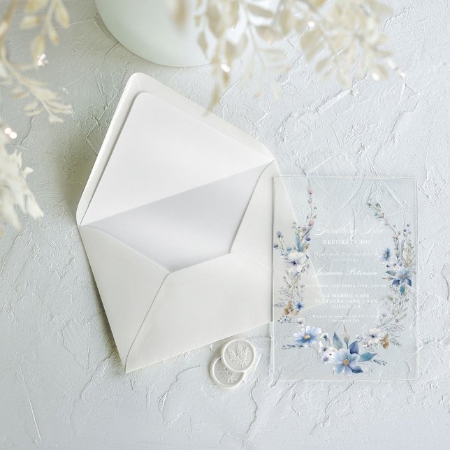 Floral Etwas Blau bevor ich Brautparty mache Acryleinladungen (Von Creator hochgeladen)