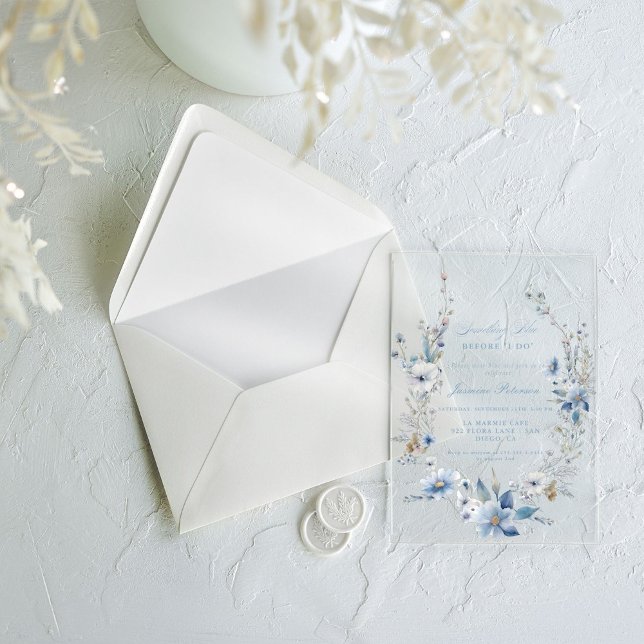 Floral Etwas Blau bevor ich Brautparty mache Acryleinladungen (Von Creator hochgeladen)