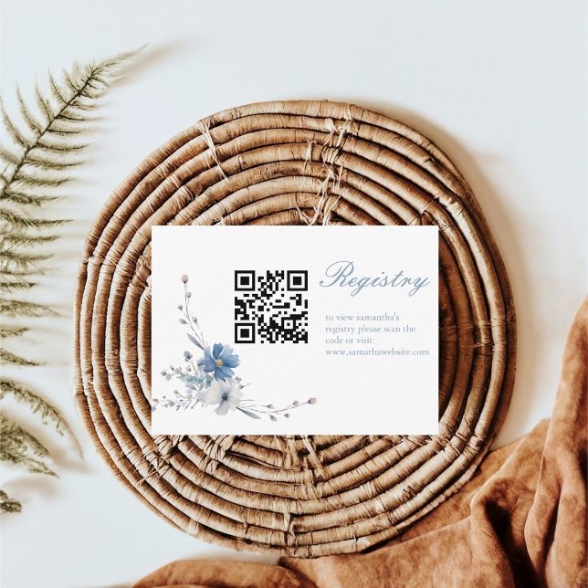 Floral Etwas Blau bevor ich Bridal Registrierung Begleitkarte (Von Creator hochgeladen)