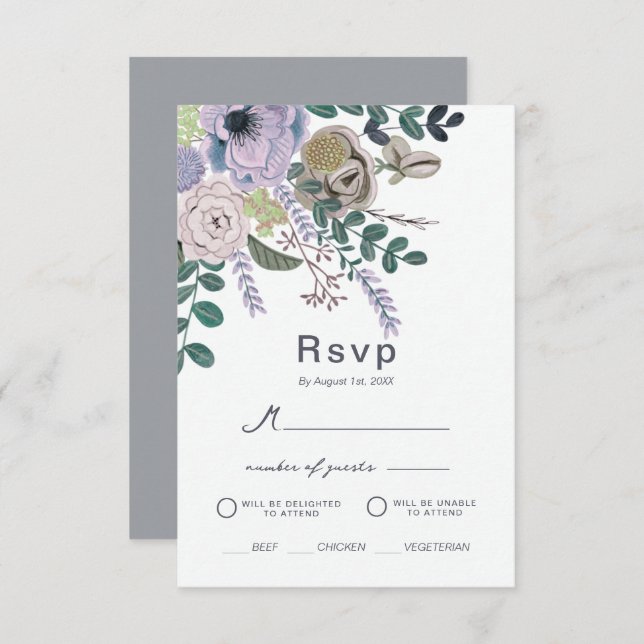 Floral Eucalyptus Lavender Boho Wedding Einladung (Vorne/Hinten)