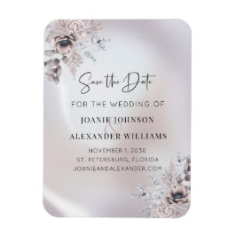 Floral Eucalyptus Luxe Pearl Wedding Save the Date Magnet