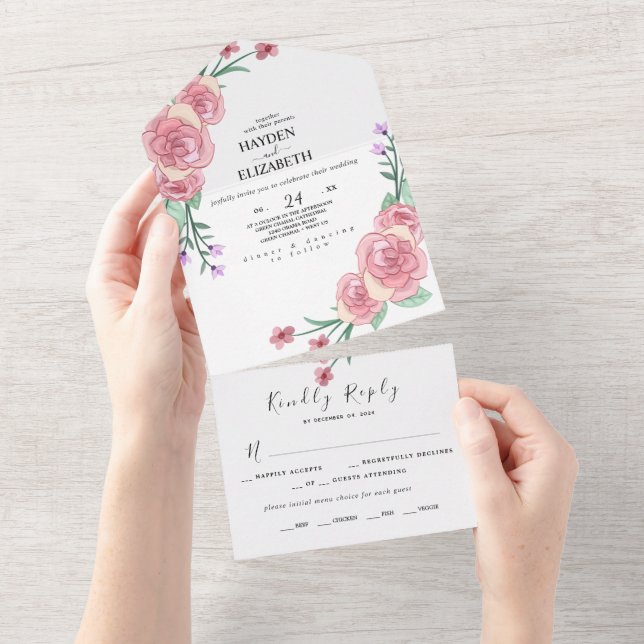 Floral Eucalyptus Wedding Invite Supplies All In One Einladung (Abreißen)