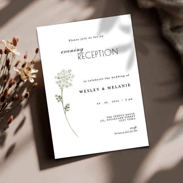 Floral Evening Reception Wedding Invitation Einladung (floral minimal evening reception wedding invitation)