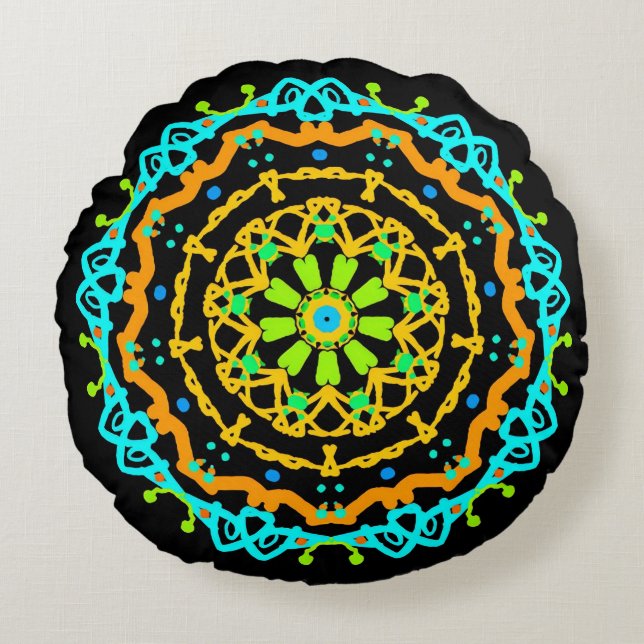 Floral Excise Round Throw Kissen (Vorderseite)