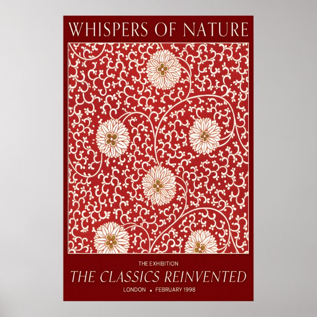 Floral Exhibition Art Print Crimson & Sage Poster (Vorne)