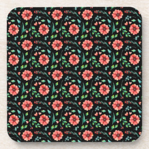 Floral Exotische Blume und Blätter Muster-45654 Getränkeuntersetzer