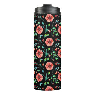 Floral Exotische Blume und Blätter Muster-45654 Thermosbecher