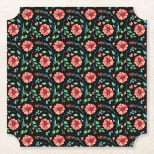 Floral Exotische Blume und Blätter Muster-45654 Untersetzer