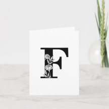Floral F Monogramm auf weißer Notizkarte