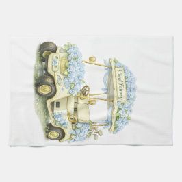 Floral Fairway Hydrangea Golf Cart White Tea Towel Geschirrtuch