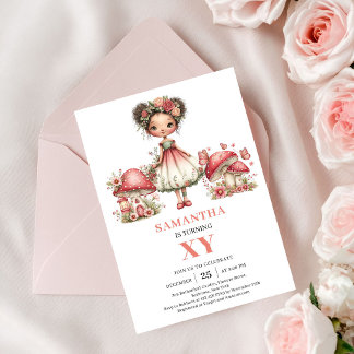 Floral Fairy 2. Geburtstag Einladung mit rosa Blum