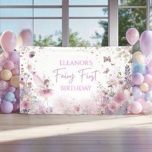 Floral Fairy Erster Geburtstag Personalisierte Fei Banner